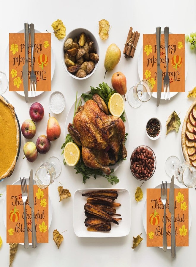 OHOME Thanksgiving Napkins | Thanksgiving Table Decor for Indoor Outdoor - Friendsgiving Party Decorations Favors Supplies for Dinner,Fall Tissue Plates Paper Disposable Placemats - Image 4